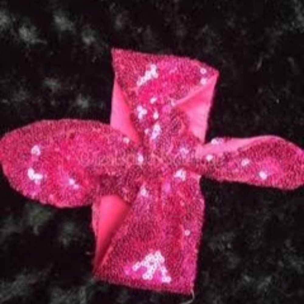 Hot Pink Sequin Knot Headband  KHHTPSEQ  Handmade NWT Boutique
